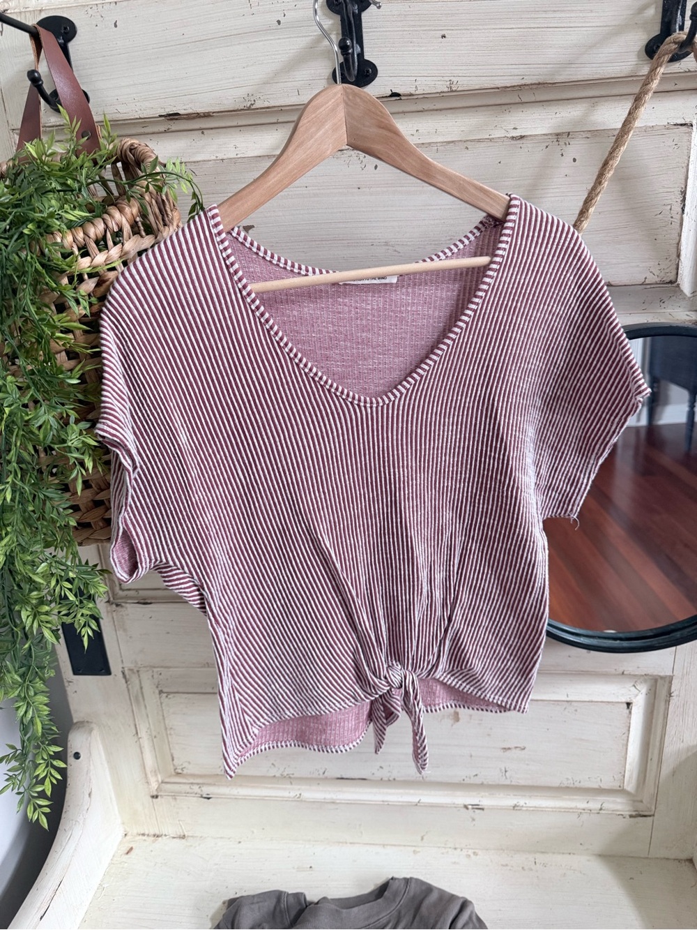Striped Tie-Front V-Neck Top